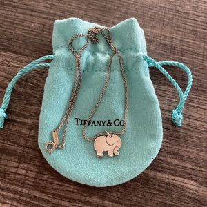 Tiffany Co Sterling Silver Elephant Necklace RARE